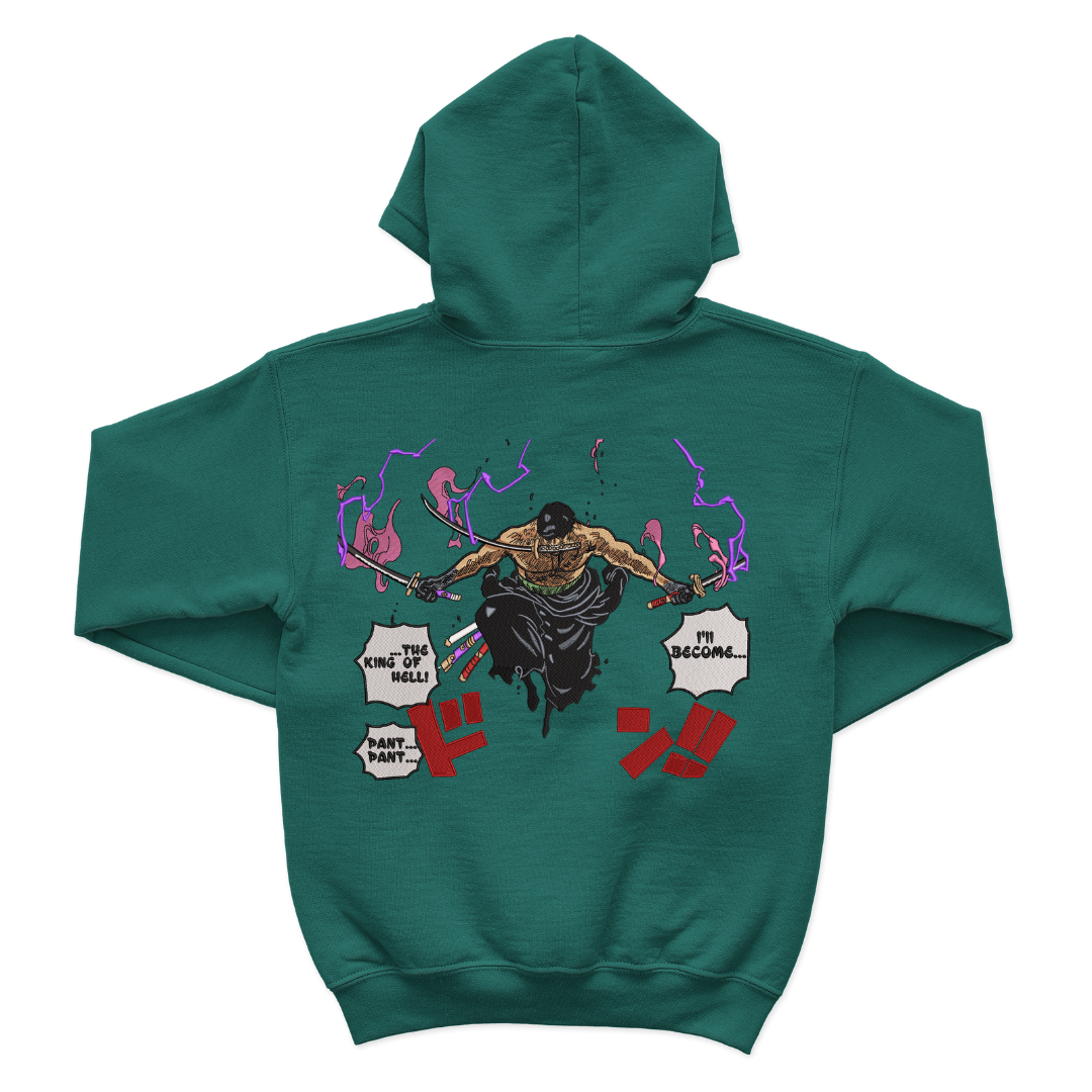 Zoro King of Hell Embroidered Hoodie– Bearbroidery Clothing