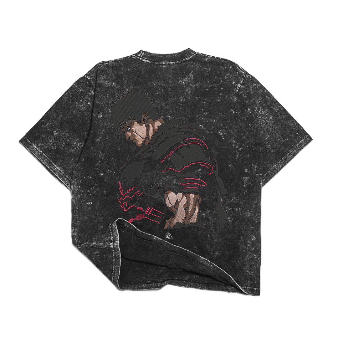 Guts Berserk Washed Embroidered Oversize T-Shirt