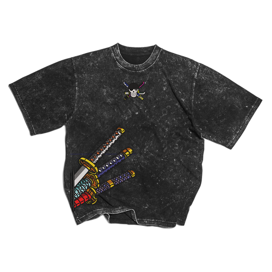 Zoro katana Washed Embroidered Oversize T-Shirt