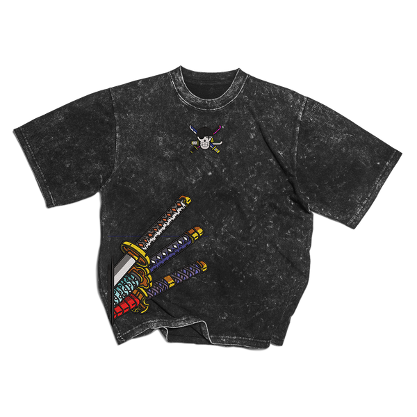 Zoro katana Washed Embroidered Oversize T-Shirt